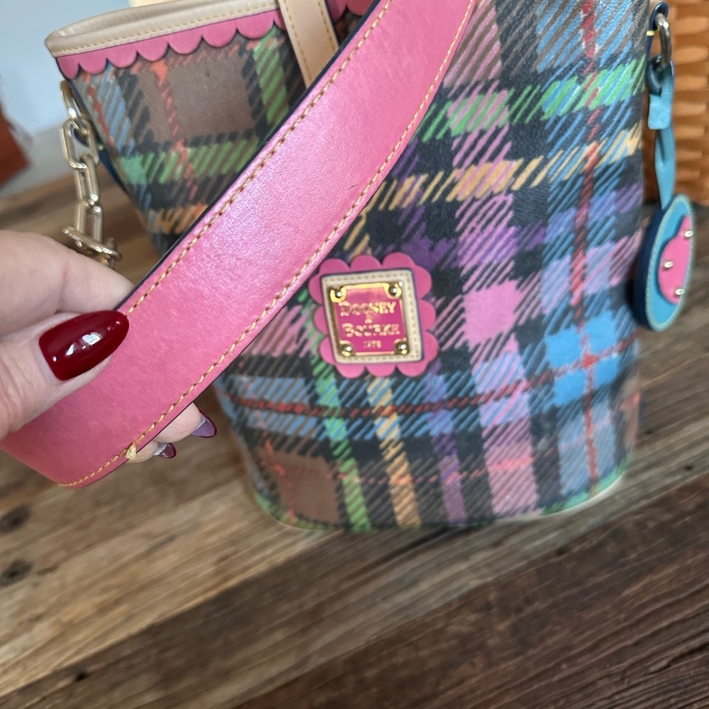 1990’s Dooney & Bourke Rainbow Plaid Bucket Bag - RARE Vintage!!